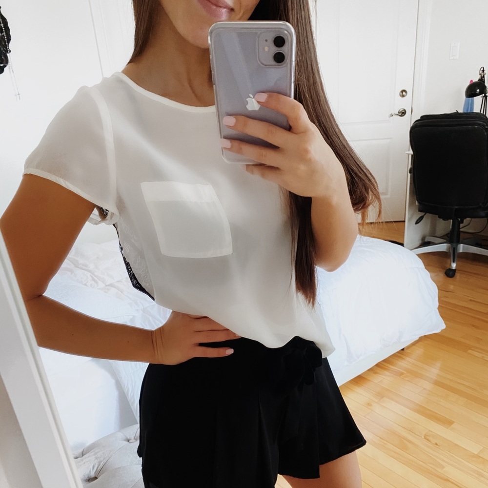 WHITE XS TRANSPARENT BLOUSE